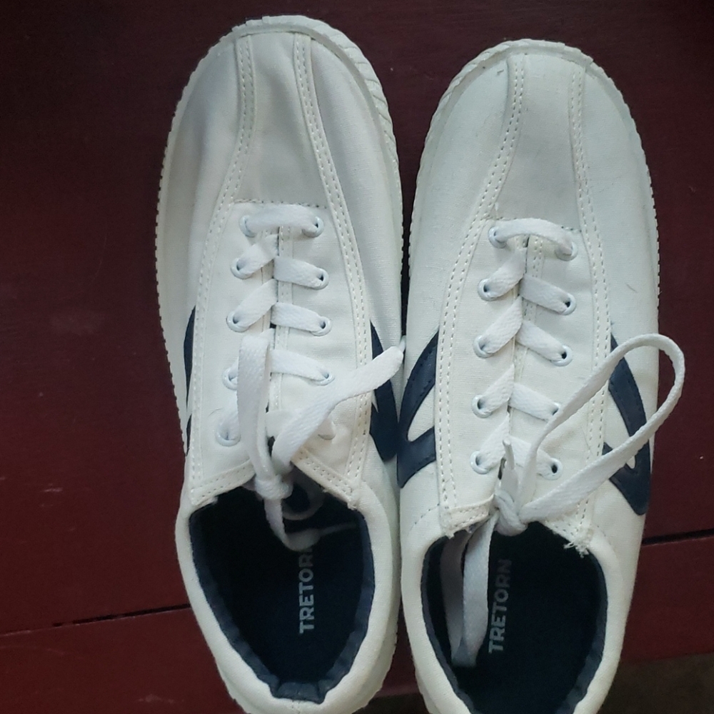 White Tretorns with Navy Detail